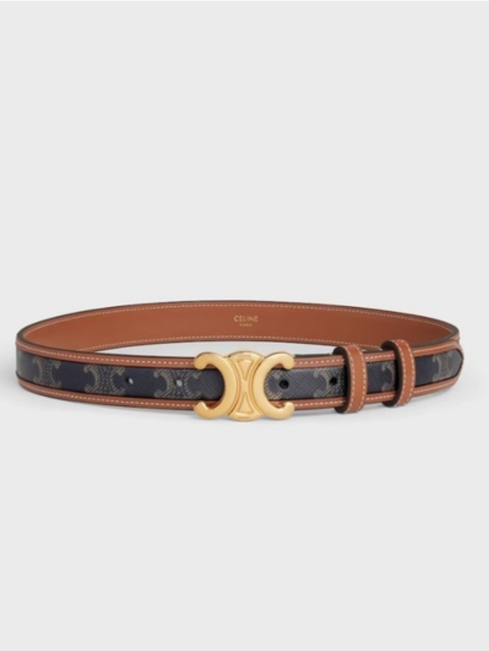 Brand New! Celine Triomphe Buckle Belt 25MM In Canvas and CALFSKIN AUTHENTIC - Picture 4 of 11